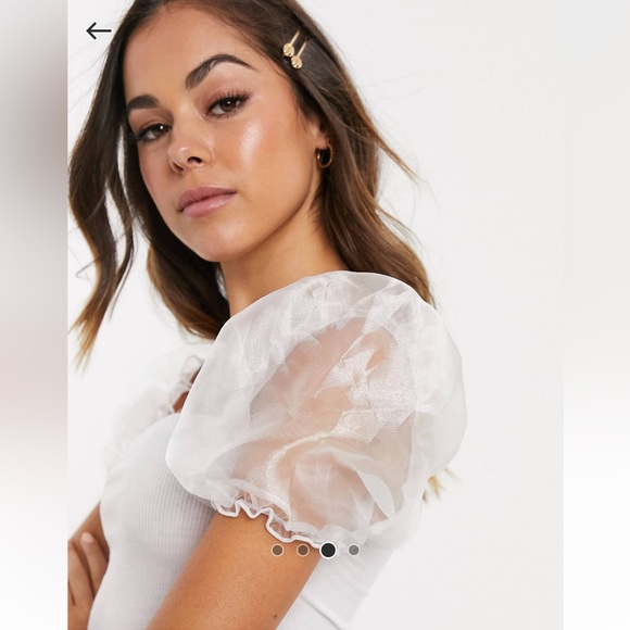 ASOS White Organza Sleeve top - Picture 3 of 8